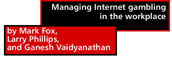 Managing Internet gambling in the workplace by Mark Fox, Larry Phillips and Ganesh Vaidyanathan