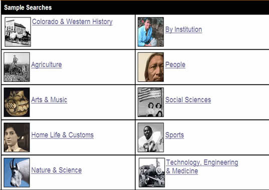 Figure 6: Heritage Colorado Interface for Browsing by Subject