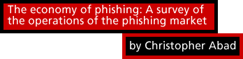 The economy of phishing: A survey of the operations of the phishing market by Christopher Abad