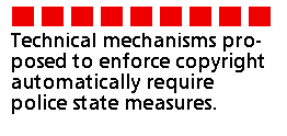 Technical mechanisms proposed for enforcing copyright automatically require a lot of police-state measures