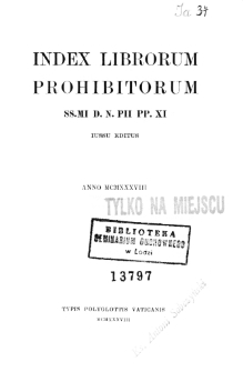 Index librorum prohibitorum SS.MI D. N. Pii Pp. XI
