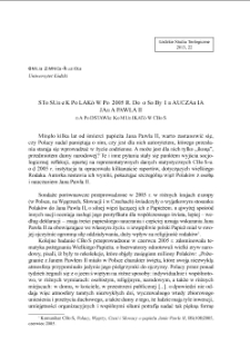 Stosunek Polaków do osoby i nauczania Jana Pawła II po 2005 r. na podstawie komunikatów