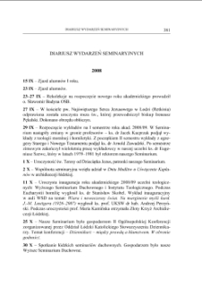 DIARIUSZ WYDARZEŃ SEMINARYJNYCH 2008-2009
