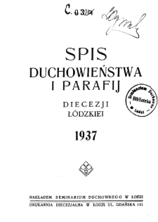 SPIS DUCHOWIEŃSTWA I PARAFIJ DIECEZJI ŁÓDZKIEJ 1937