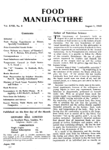 Food Manufacture vol. XVIII no. 8 (1943)