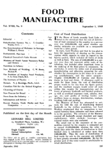 Food Manufacture vol. XVIII no. 9 (1943)