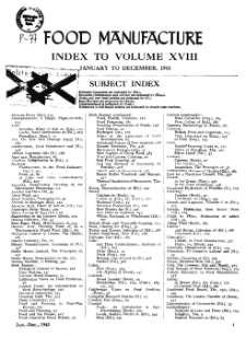 Food Manufacture vol. XVIII (1943) - Index