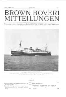 Brown Boveri Mitteilungen Jg. XVII Nr. 6 (1930)