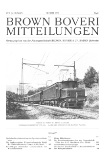 Brown Boveri Mitteilungen Jg. XVII Nr. 8 (1930)