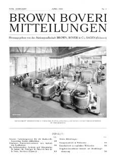 Brown Boveri Mitteilungen Jg. XVIII Nr. 4 (1931)