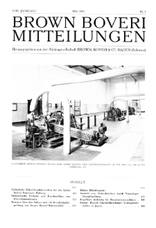 Brown Boveri Mitteilungen Jg. XVIII Nr. 5 (1931)