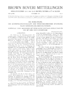 Brown Boveri Mitteilungen Jg. XXIV Nr. 11 (1937)