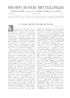 Brown Boveri Mitteilungen Jg. XXV Nr. 5 (1938)