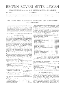 Brown Boveri Mitteilungen Jg. XXV Nr. 10 (1938)