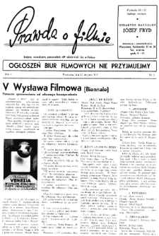 Prawda o Filmie : Jedyny Niezależny Przewodnik dla Właścicieli Kin w Polsce nr 5 (1937)