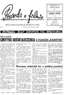 Prawda o Filmie : Jedyny Niezależny Przewodnik dla Właścicieli Kin w Polsce nr 6 (1938)