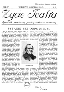 Życie Teatru : tygodnik poświęcony polskiej kulturze teatralnej nr 7 (1926)