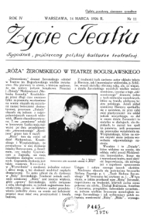 Życie Teatru : tygodnik poświęcony polskiej kulturze teatralnej nr 11 (1926)