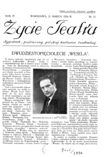 Życie Teatru : tygodnik poświęcony polskiej kulturze teatralnej nr 12 (1926)