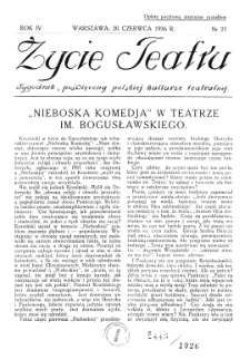 Życie Teatru : tygodnik poświęcony polskiej kulturze teatralnej nr 23 (1926)