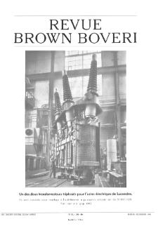 Revue Brown Boveri : publiée par la Société Anonyme Brown, Boveri & Cie nr 12 (1944)