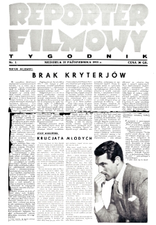 Reporter Filmowy: tygodnik nr 1 (1933)