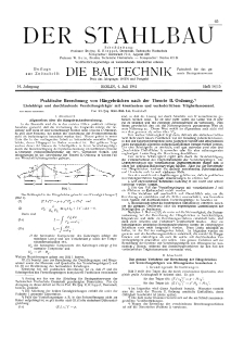 Der Stahlbau : Beilage zur Zeitschrift Die Bautechnik Jg. 14 H. 14-15 (1941)