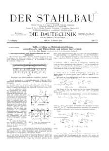 Der Stahlbau : Beilage zur Zeitschrift Die Bautechnik Jg. 15 H. 1-3 (1942)