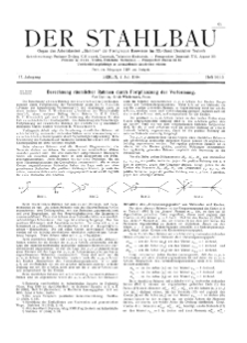 Der Stahlbau : Beilage zur Zeitschrift Die Bautechnik Jg. 17 H. 14-15 (1944)