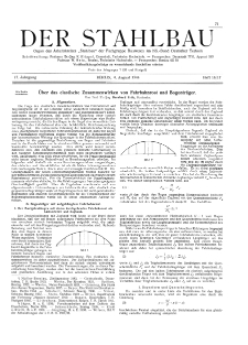Der Stahlbau : Beilage zur Zeitschrift Die Bautechnik Jg. 17 H. 16-17 (1944)