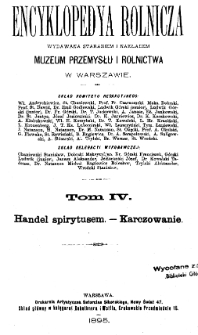 Encyklopedya rolnicza T.4 (Handel spirytusem - Hypoteka)