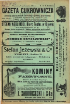 Gazeta cukrownicza R. 19, t. 37 nr 1 (1911)