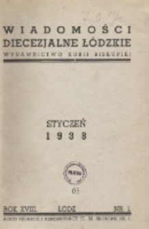 Wiadomości Diecezjalne Łódzkie 1938 nr 1