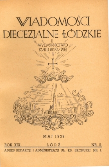 Wiadomości Diecezjalne Łódzkie 1939 nr 5
