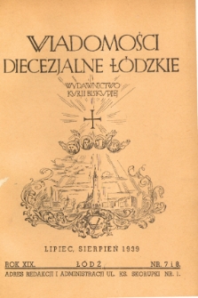 Wiadomości Diecezjalne Łódzkie 1939 nr 7-8