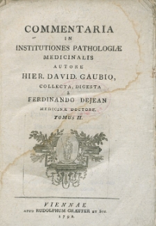 Commentaria in Institutiones Pathologiae medicinalis T. 2