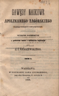 Gawędy naukowe Apolinarego Zagórskiego obejmujące wiadomości z nauk przyrodzonych. T. 1