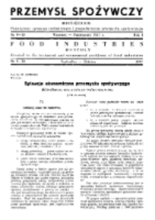 Przemysł Spożywczy : miesięcznik poświęcony sprawom technicznym i gospodarczym przemysłu spożywczego R. 1, nr 9-10 (1947)