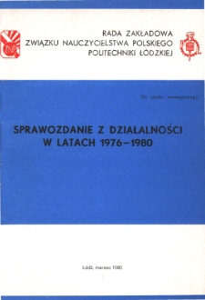 Sprawozdanie z działalności w latach 1976-1980