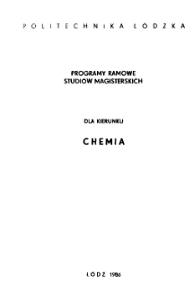Programy ramowe studi&oacute;w magisterskich dla kierunku Chemia