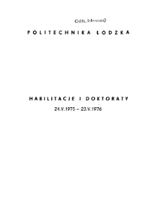 Habilitacje i Doktoraty 24.V.1975 - 23.V.1976