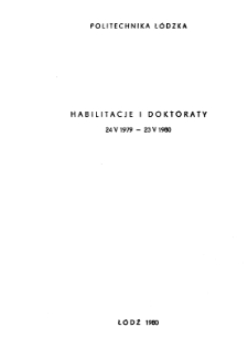 Habilitacje i Doktoraty 24.V.1979 - 23.V.1980