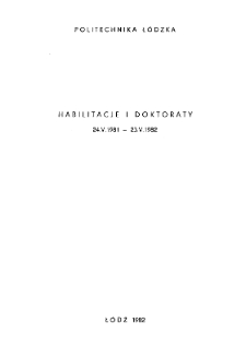 Habilitacje i Doktoraty 24.V.1981 - 23.V.1982