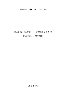 Habilitacje i Doktoraty 24.V.1983 - 23.V.1984