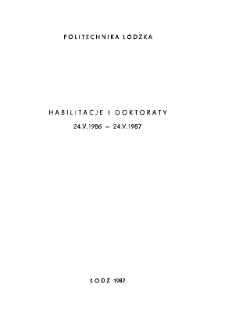 Habilitacje i Doktoraty 24.V.1986 - 24.V.1987