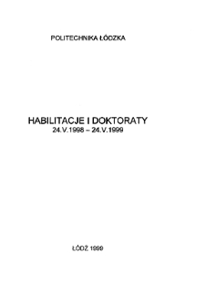 Habilitacje i Doktoraty 24.V.1998 - 24.V.1999