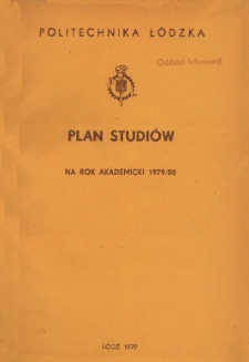 Plan studiów na rok akademicki 1979/80