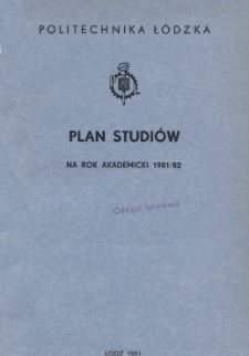 Plan studiów na rok akademicki 1981/82