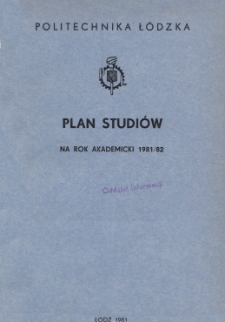 Plan studi&oacute;w na rok akademicki 1981/82