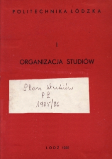 Plan studi&oacute;w na rok akademicki 1985/86